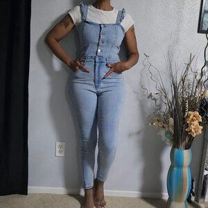 Almost Famous Denim Ruffle Jumper Size M